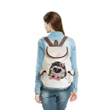 High Capacity Student Backpack Drawstring Bag Casual Portable Hedgehog Flower