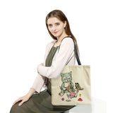 Eco Friendly Print Tote Bag Cartoon Cat Folding Travel Beach Handbag