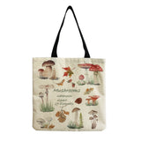 Cartoon Mushroom Print Handbag High Capacity Travel Beach Shoulder Bag