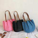 High Capacity Folds PU Leather Shoulder Bag For Women Summer Purses And Handbags