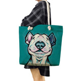 Funny Bull Terrier Dog Print Tote Handbag for Women