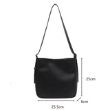High Capacity PU Leather Crossbody Bags For Women Casual Bucket Bags