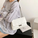 High Capacity PU Leather Women Shoulder Crossbody Bags Chain Vintage Handbags