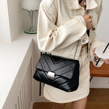High Capacity PU Leather Women Shoulder Crossbody Bags Chain Vintage Handbags