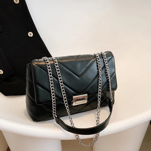 High Capacity PU Leather Women Shoulder Crossbody Bags Chain Vintage Handbags