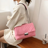 High Capacity PU Leather Women Shoulder Crossbody Bags Chain Vintage Handbags