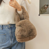 High Capacity Plush Bucket Bag Women Handbags Latest Style Shoulder Bags