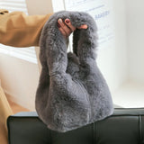 High Capacity Plush Bucket Bag Women Handbags Latest Style Shoulder Bags