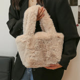 High Capacity Plush Bucket Bag Women Handbags Latest Style Shoulder Bags