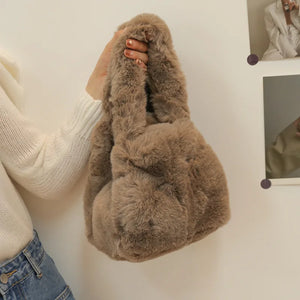 High Capacity Plush Bucket Bag Women Handbags Latest Style Shoulder Bags