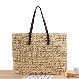Large Rattan Straw Bag for Women Summer Travel Beach Handbag