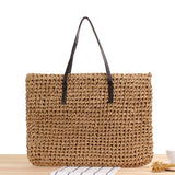 Large Rattan Straw Bag for Women Summer Travel Beach Handbag