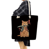 Cat Printed Shopping Tote Bag for Women