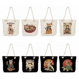 Cat Printed Shopping Tote Bag for Women