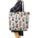 Floral Cactus Tote Bag for Women Outdoor Travel Beach Handbag