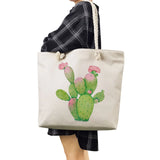 Floral Cactus Tote Bag for Women Outdoor Travel Beach Handbag