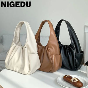 High Capacity Shoulder Bags for Women Soft PU Leather Female Travel Totes