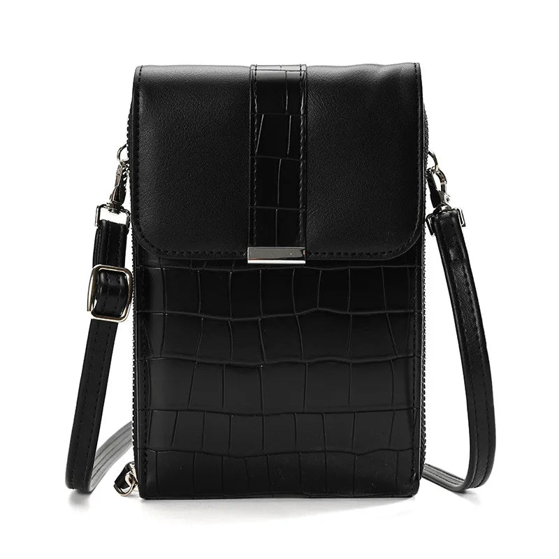 Stone Pattern Shoulder Phone Bag Womens Pu Leather Crossbody Messenger Bag