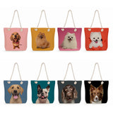 Thick Rope Dog Print Handbag High Capacity Tote Bag Traveling Shoulder Bag