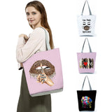 Leopard Shoulder Bag Folding Beach Tote Portable Reusable Shopping Bag