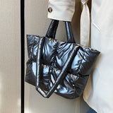 Winter Big Tote Bag for Women Padded Handbags Large Cotton Purses