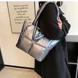 Winter Big Tote Bag for Women Padded Handbags Large Cotton Purses