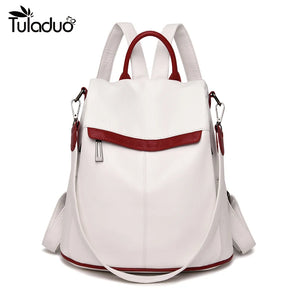High Capacity Women Backpack for Traveling Large Size Soft Leather