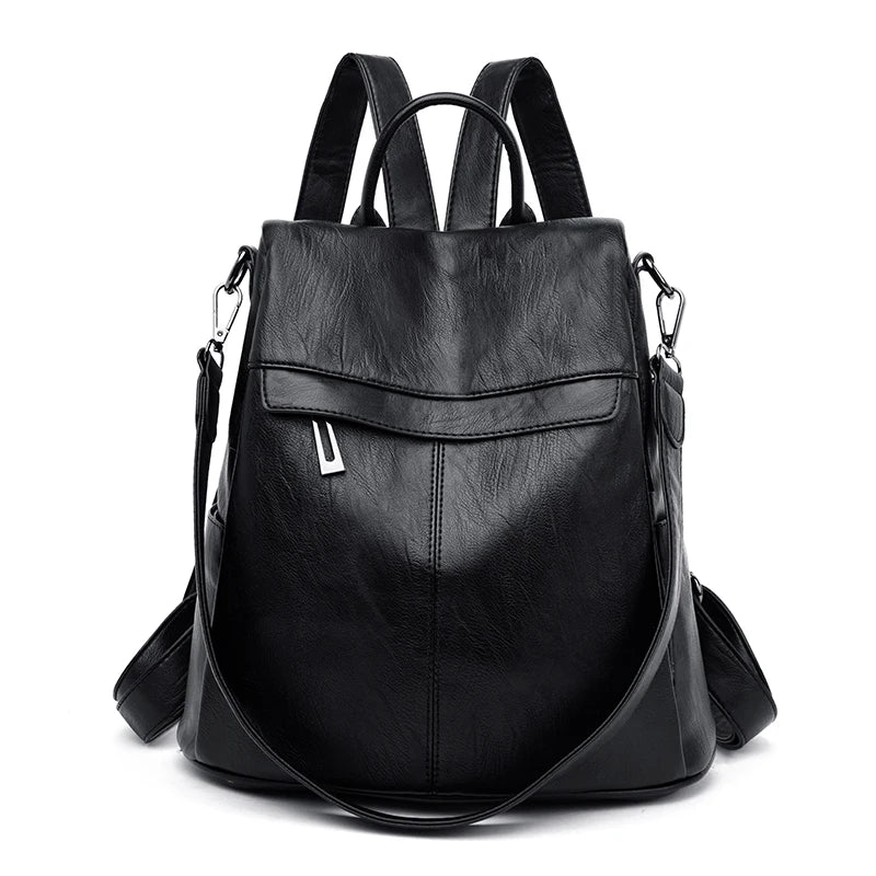 High Capacity Women Backpack for Traveling Large Size Soft Leather