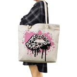 Leopard Lips Print Beach Tote Bag Reusable Shopping Thick Rope Travel Shoulder