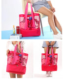 Women Mesh Transparent Bag Double-layer Heat Preservation Picnic Beach Tote