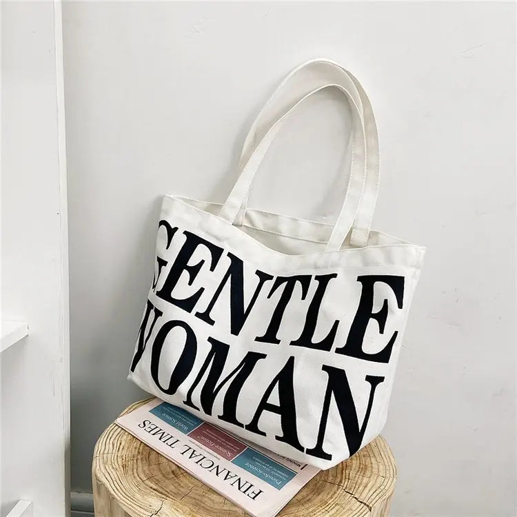 Large Capacity Women's Canvas Tote Bag Retro Style Shoulder Messenger Purse