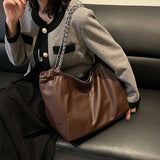 Women's PU Leather Tote Bag High Capacity Lady Underarm Bag