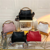 High End Clip Flower Women's Wide Strap Shoulder Bag Handbag