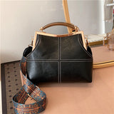 High End Clip Flower Women's Wide Strap Shoulder Bag Handbag
