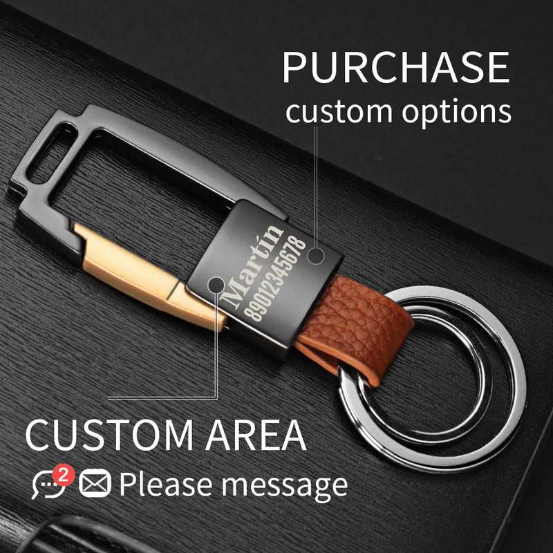 High-Grade Leather Keychain Alloy Personalized Lettering Business Men
