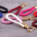 Hand Woven Leather Car KeyChain Couples Wallet Chain Bag Charm