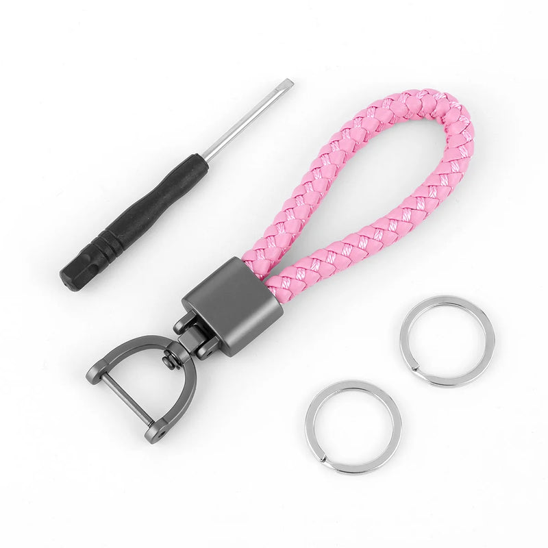Hand Woven Leather Car KeyChain Couples Wallet Chain Bag Charm