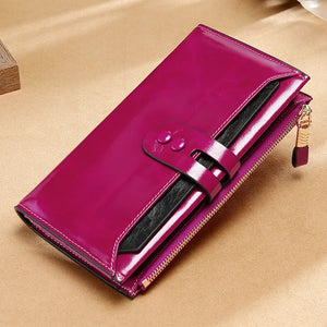 High Lady's Long Wallet RFID Leather Zipper Coin Purse Clutch
