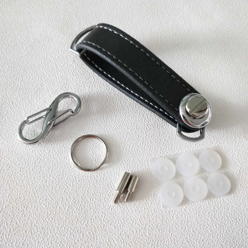 Leather Keychain Car Key Rings Holder Case Key Organizer Bag