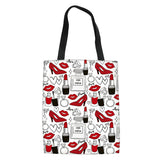 High Heel Lipstick Pattern Women Handbags Folding Fabric Shoulder Tote Bag