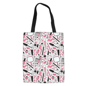 High Heel Lipstick Pattern Women Handbags Folding Fabric Shoulder Tote Bag