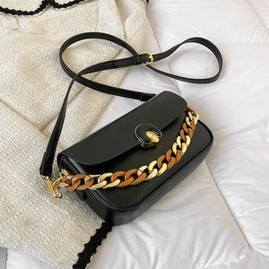 Vintage Saddle Shoulder Purse Acrylic Chain Women Handbag