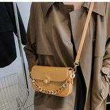 Vintage Saddle Shoulder Purse Acrylic Chain Women Handbag