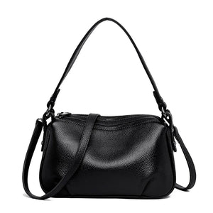 2 Layer Leather Shoulder Crossbody Bag for Women