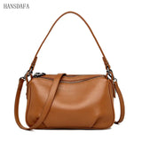2 Layer Leather Shoulder Crossbody Bag for Women