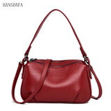 2 Layer Leather Shoulder Crossbody Bag for Women
