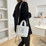 Plush Winter Shoulder Bag with Chain Tote