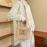 Plush Winter Shoulder Bag with Chain Tote