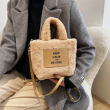 Plush Winter Shoulder Bag with Chain Tote