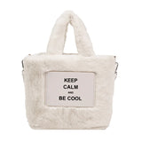 Plush Winter Shoulder Bag with Chain Tote